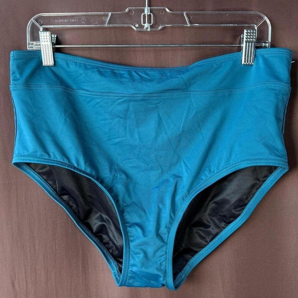 Lands' End Women's 16 LONG Baltic Teal High Waisted Bikini Bottoms